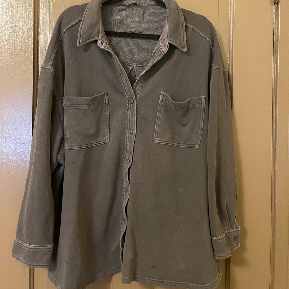 Aerie Lumberjane Top - Charcoal Gray